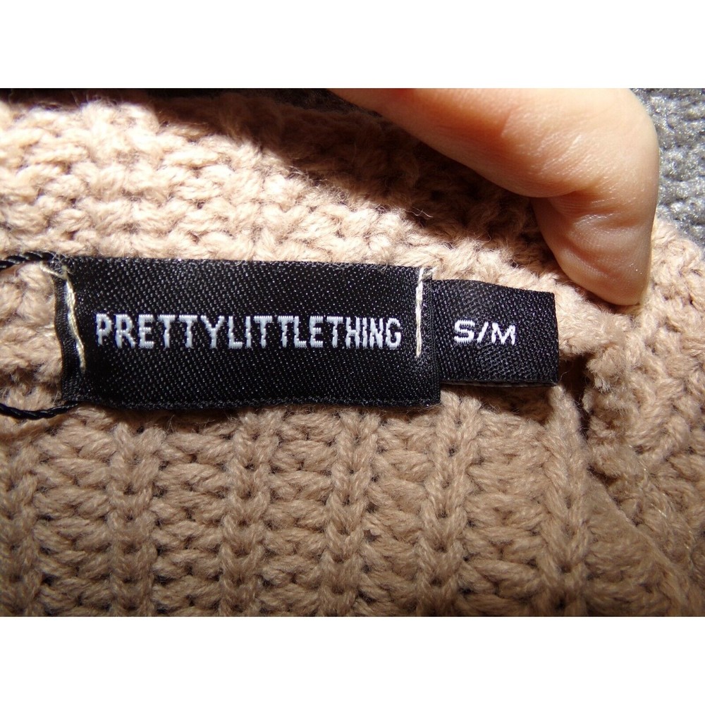 pretty little thing womens iffy stone oversized cable knit dress S/M Brown - Picture 4 of 7